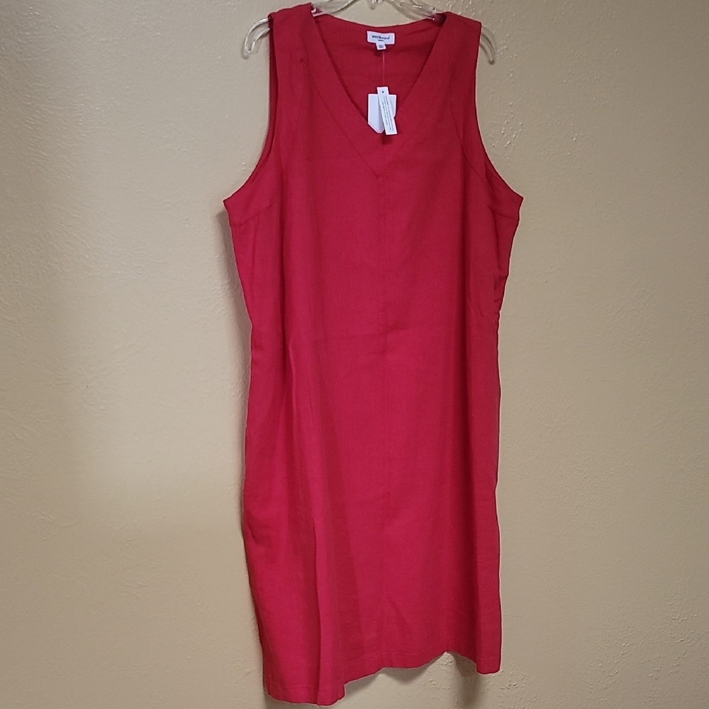 NWT Westbound V-Neck Red Dress Linen 3x Tomato Red